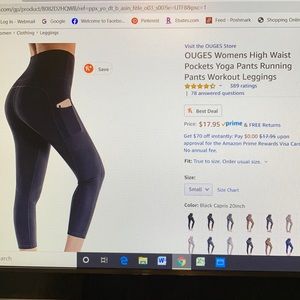 Ouged women’s high waist pockets workout leggings